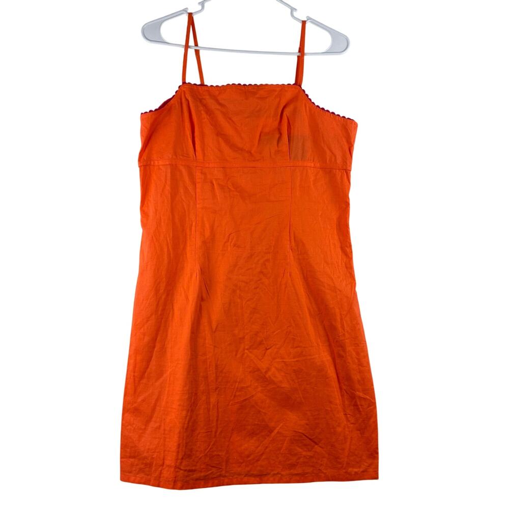 Vintage Y2K NoBo Straight Neck Mini Dress Women's Small Orange Pink Lace Trim